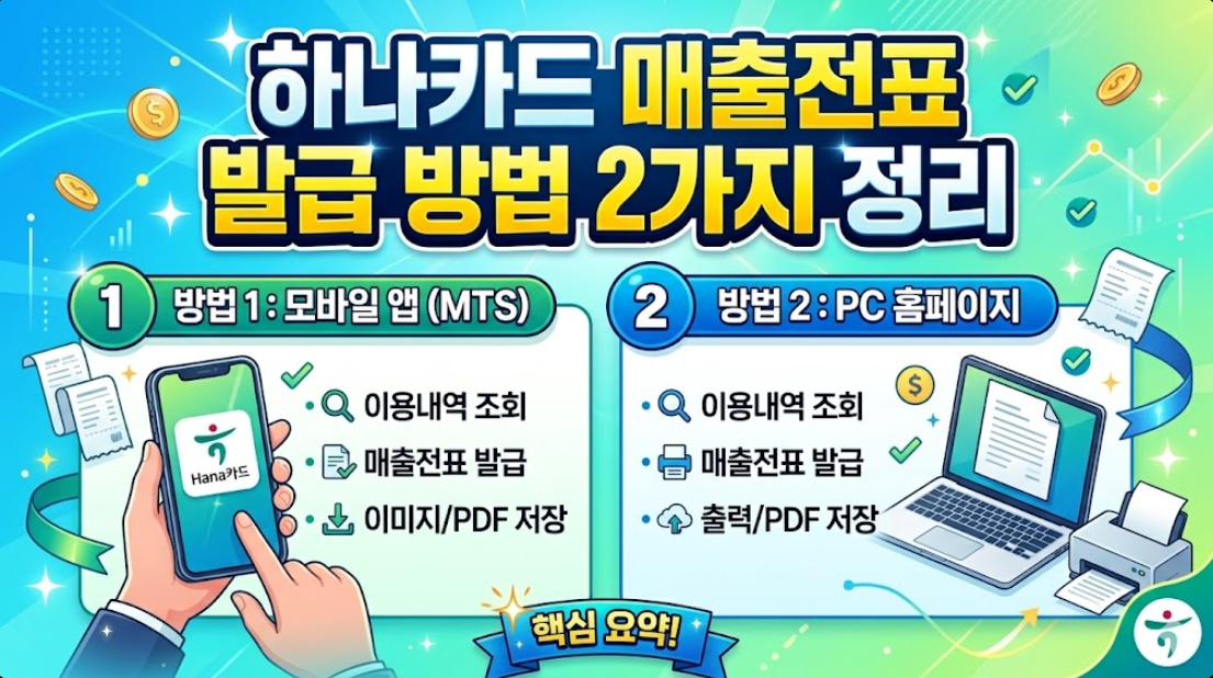 하나카드 매출전표 발급 방법 2가지 정리