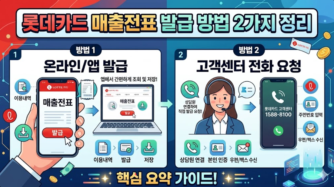 롯데카드 매출전표 발급 방법 2가지 정리