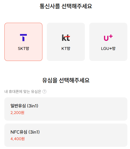 SKT망-유심-구매