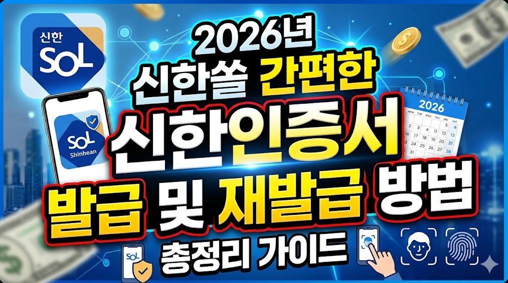 2026년 신한쏠 간편한 신한인증서 발급 및 재발급 방법