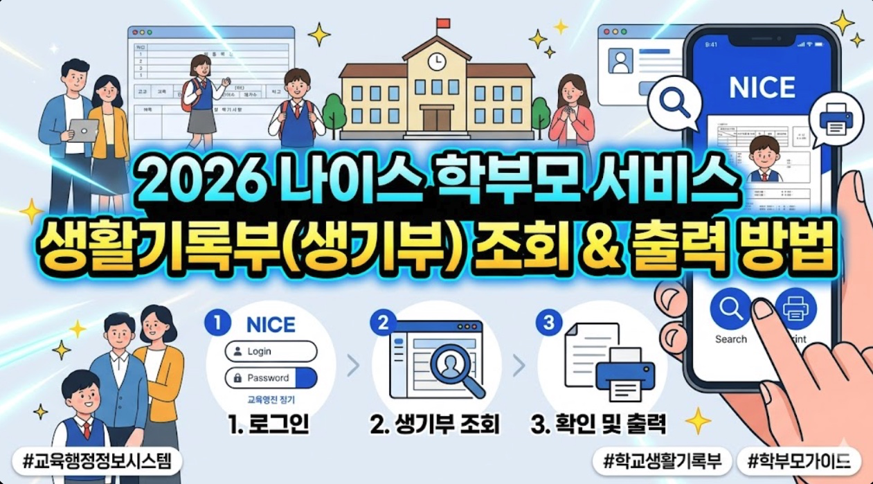 2026년 나이스 학부모 서비스 생기부 조회 및 출력 방법