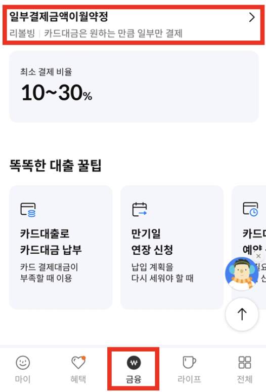 금융-일부결제금액이월약정-메뉴