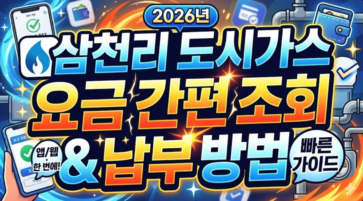 2026년 삼천리 도시가스 요금 간편 조회 및 납부 방법