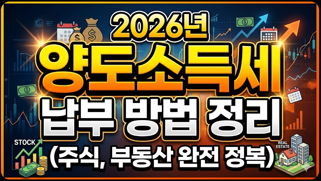 2026년 양도소득세 납부 방법 정리 (주식, 부동산)