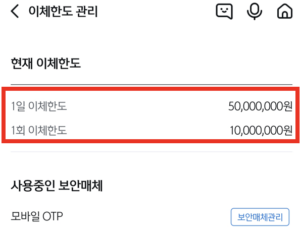 이체한도-조회
