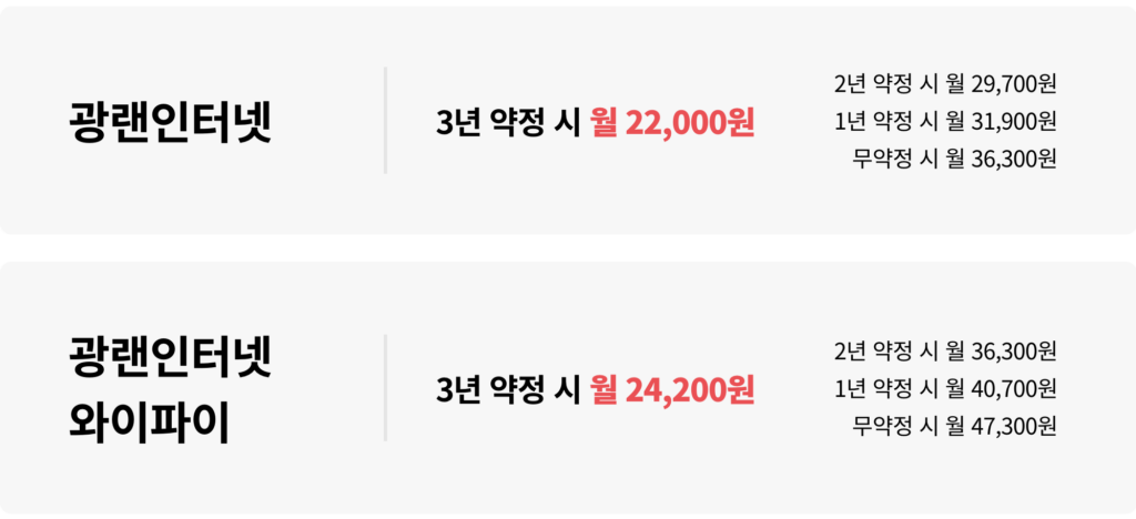 SK-광랜인터넷-요금제