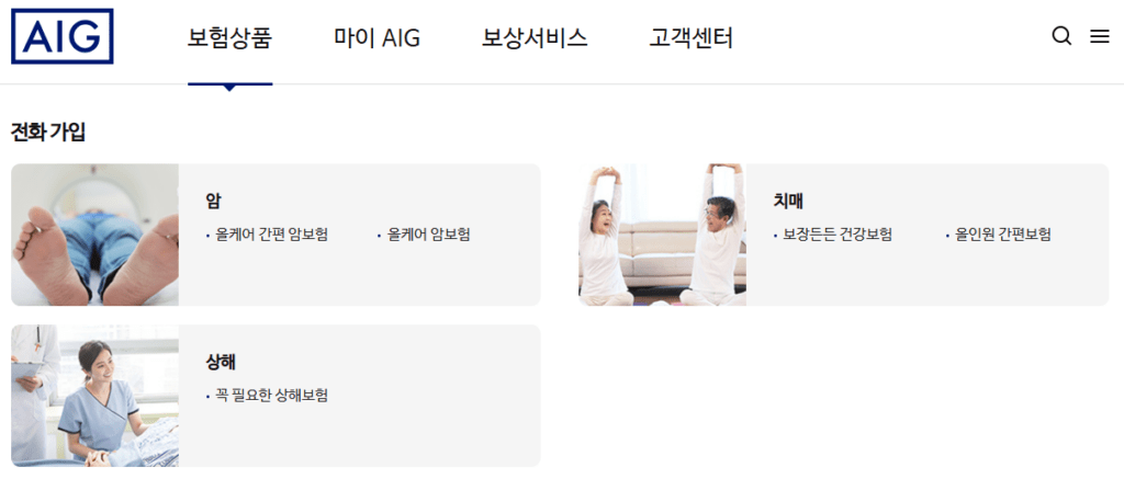 AIG손해보험-대표-상품