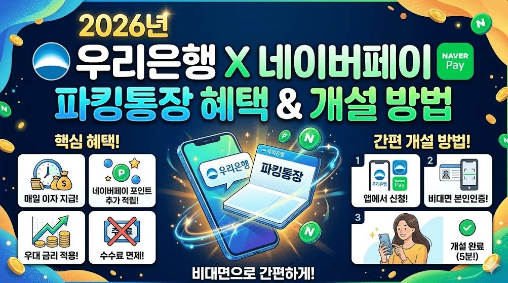 2026년 우리은행 네이버페이 파킹통장 혜택 및 개설 방법 정리