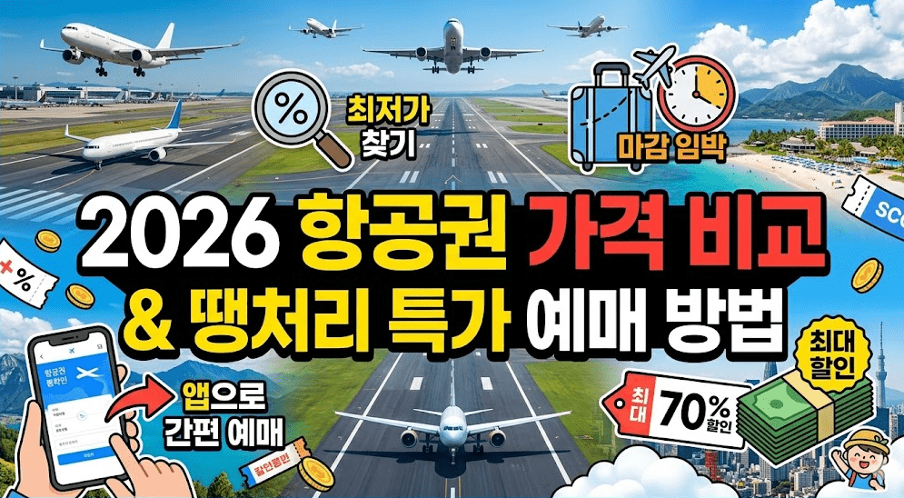2026년 항공권 가격 비교 및 땡처리 특가 항공권 예매 방법