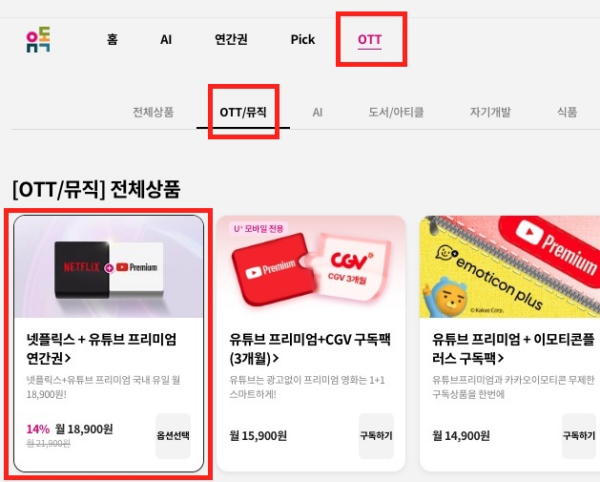OTT-넷플릭스-유튜브-프리미엄-유독-더블-스트리밍-연간권